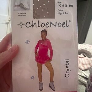 Chloe Pink Ice Skating Tights with crystals
